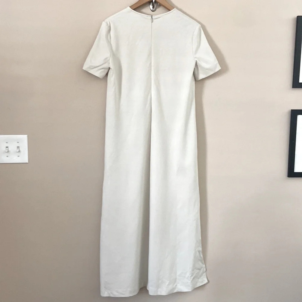 Harris Wharf London - V-neck Ivory Midi Dress - Picture 9 of 10